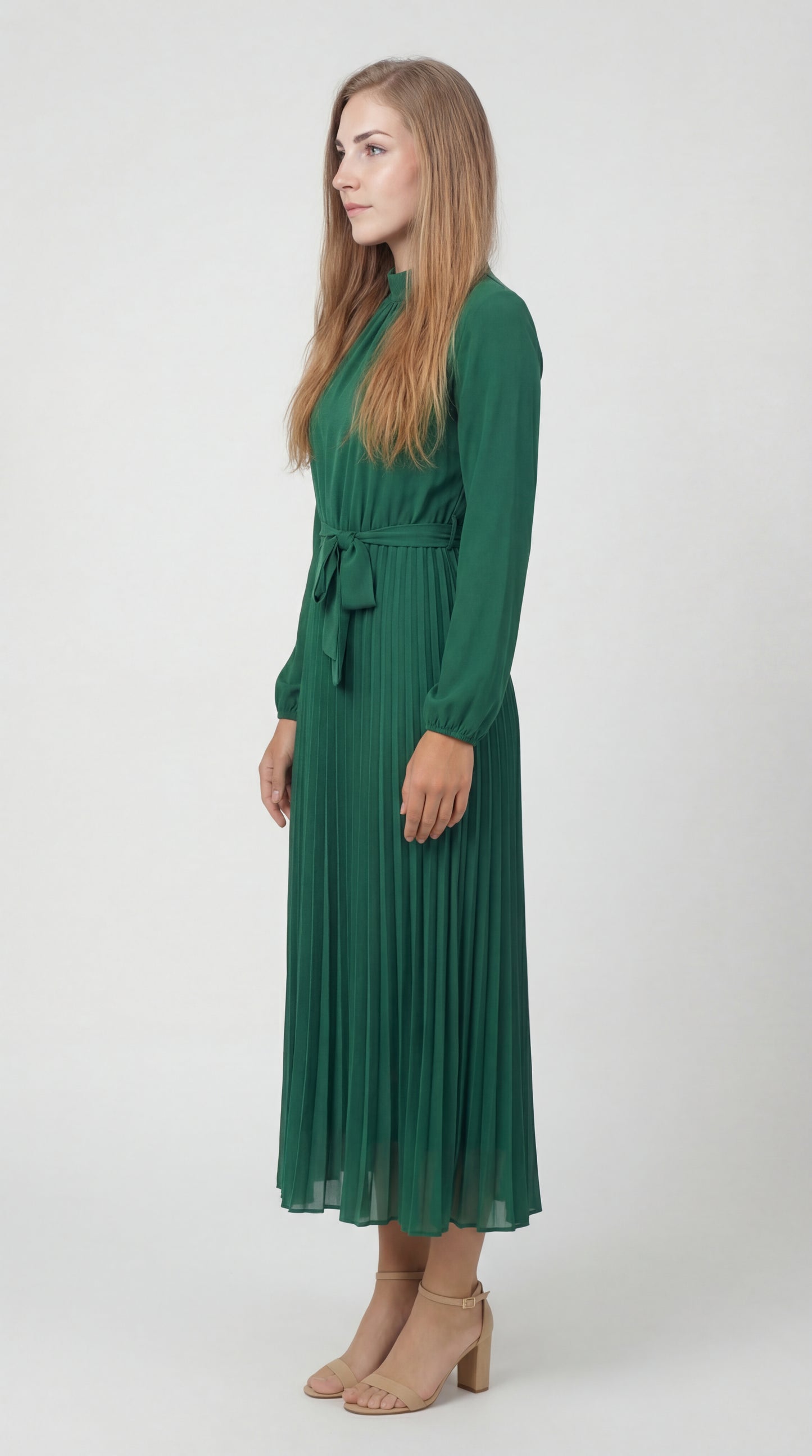 Valerina Dames Jurk | Midi | Geplisseerd Met Tailleceintuur