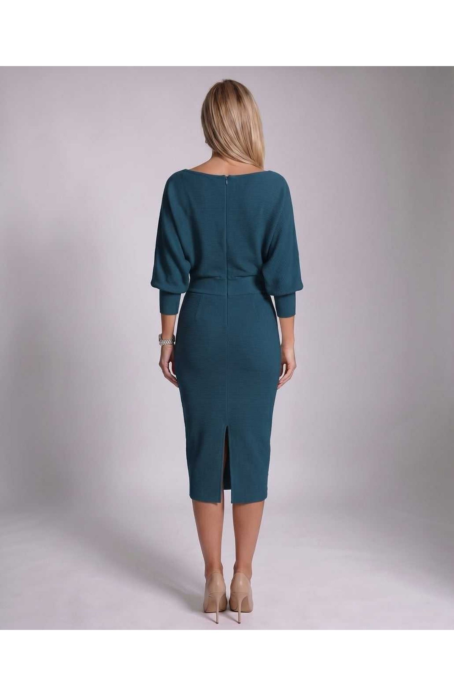 Brigitte Women's Midi Dress | Waterfall Neckline | Balloon Sleeves