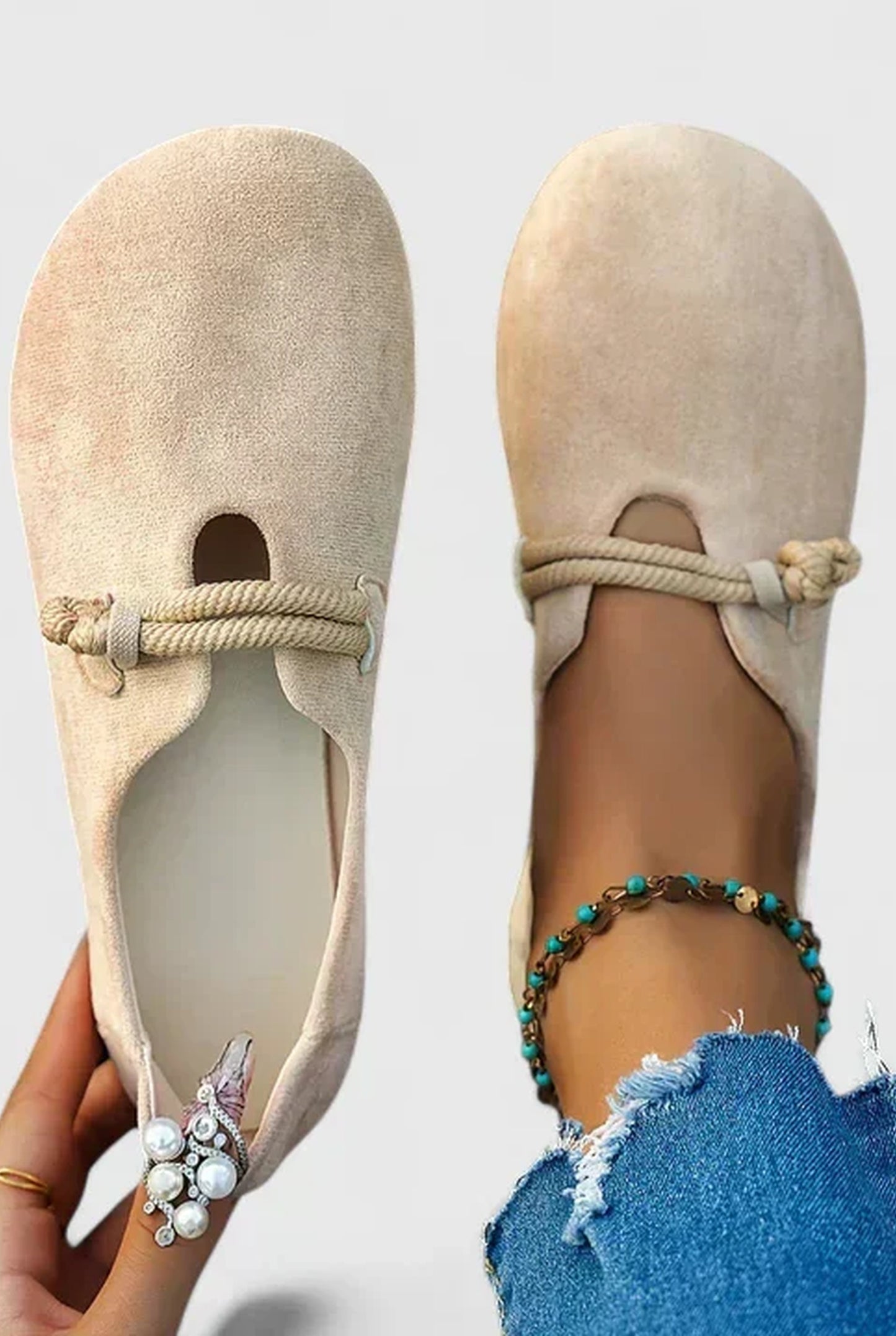 Bertille Dames Orthopedische Loafers | Ronde Neus | Touwdetail met Knoop