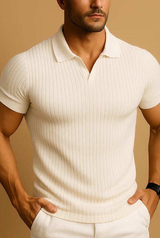 Aurelio Heren Polo Shirt | Geribbelde Textuur | Korte Mouwen