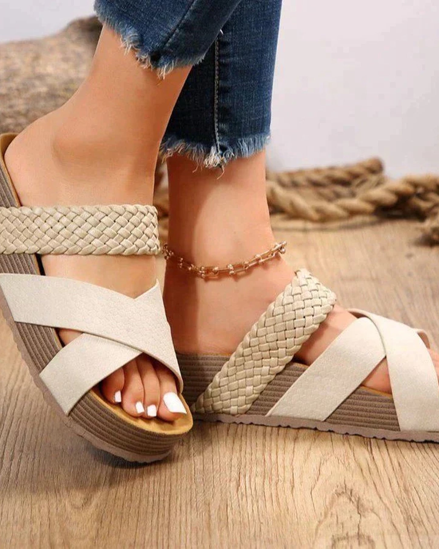 Trinité Dames Sandalen | Gevlochten | Plateauzool