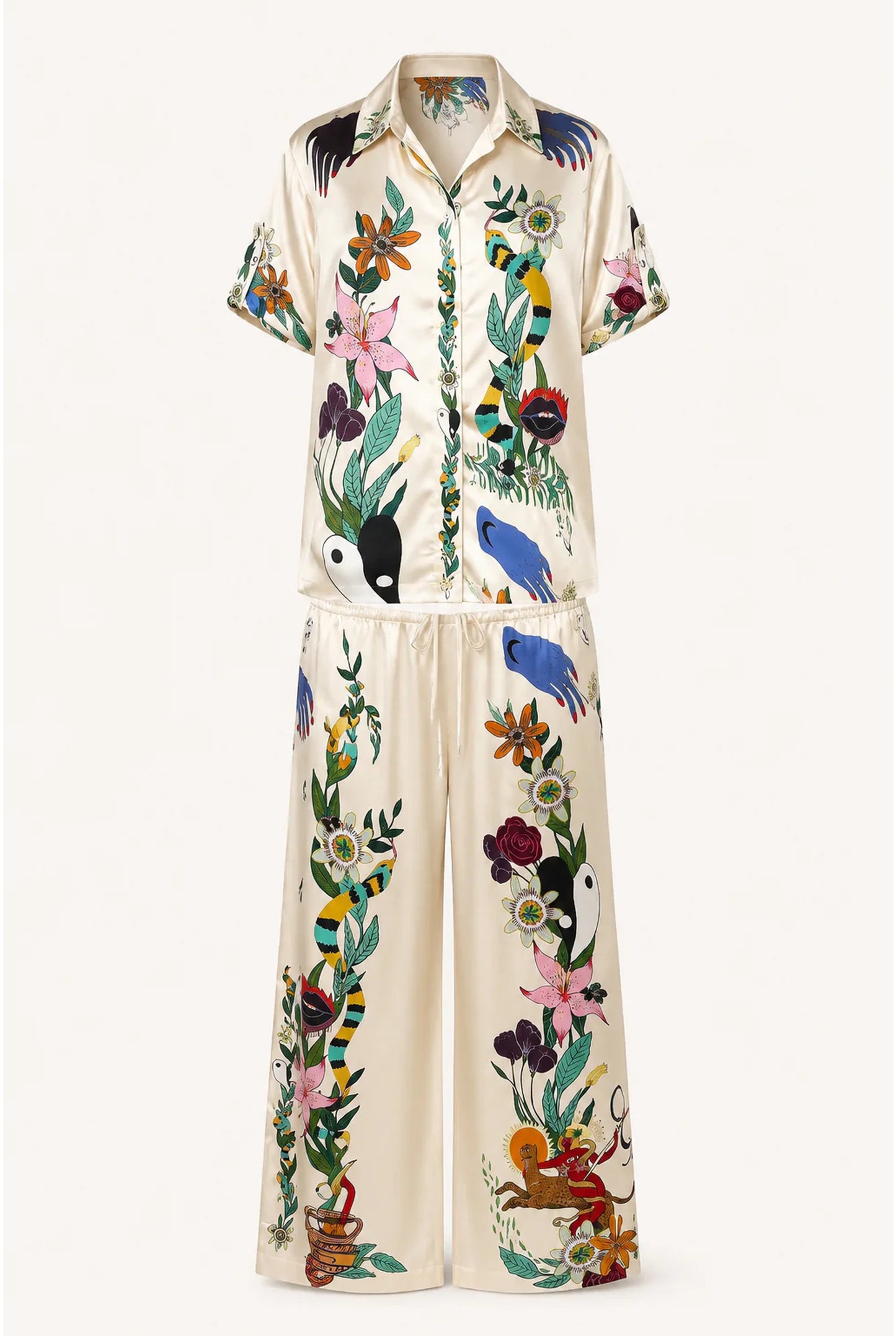 Élisa Dames Co-ord Set | Tropisch Print | Wijde Broek