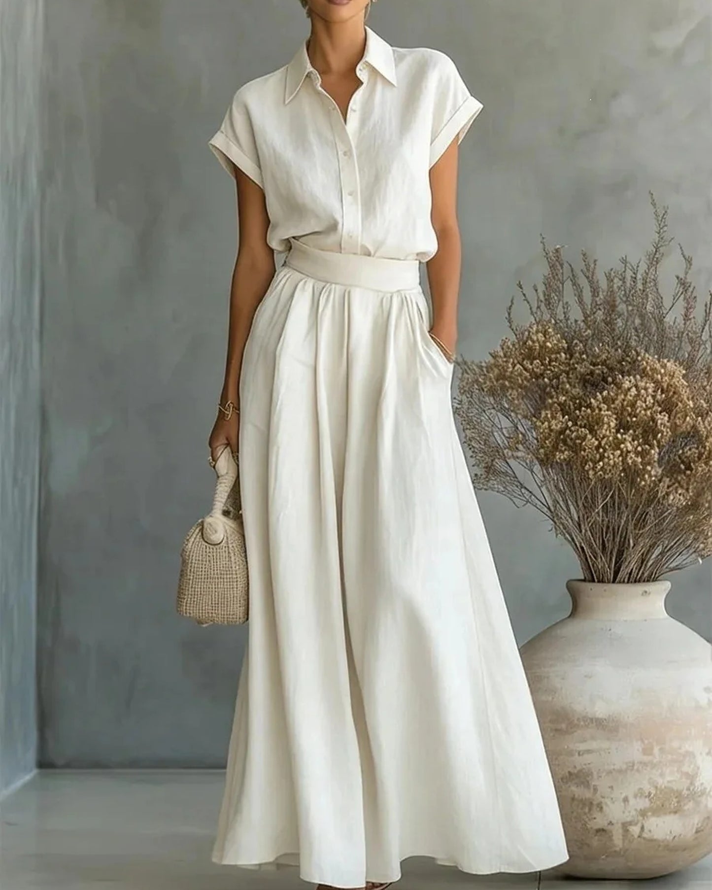 Andréanne Dames Maxi Jurk | Hoge Tailleband | Brede Plooien