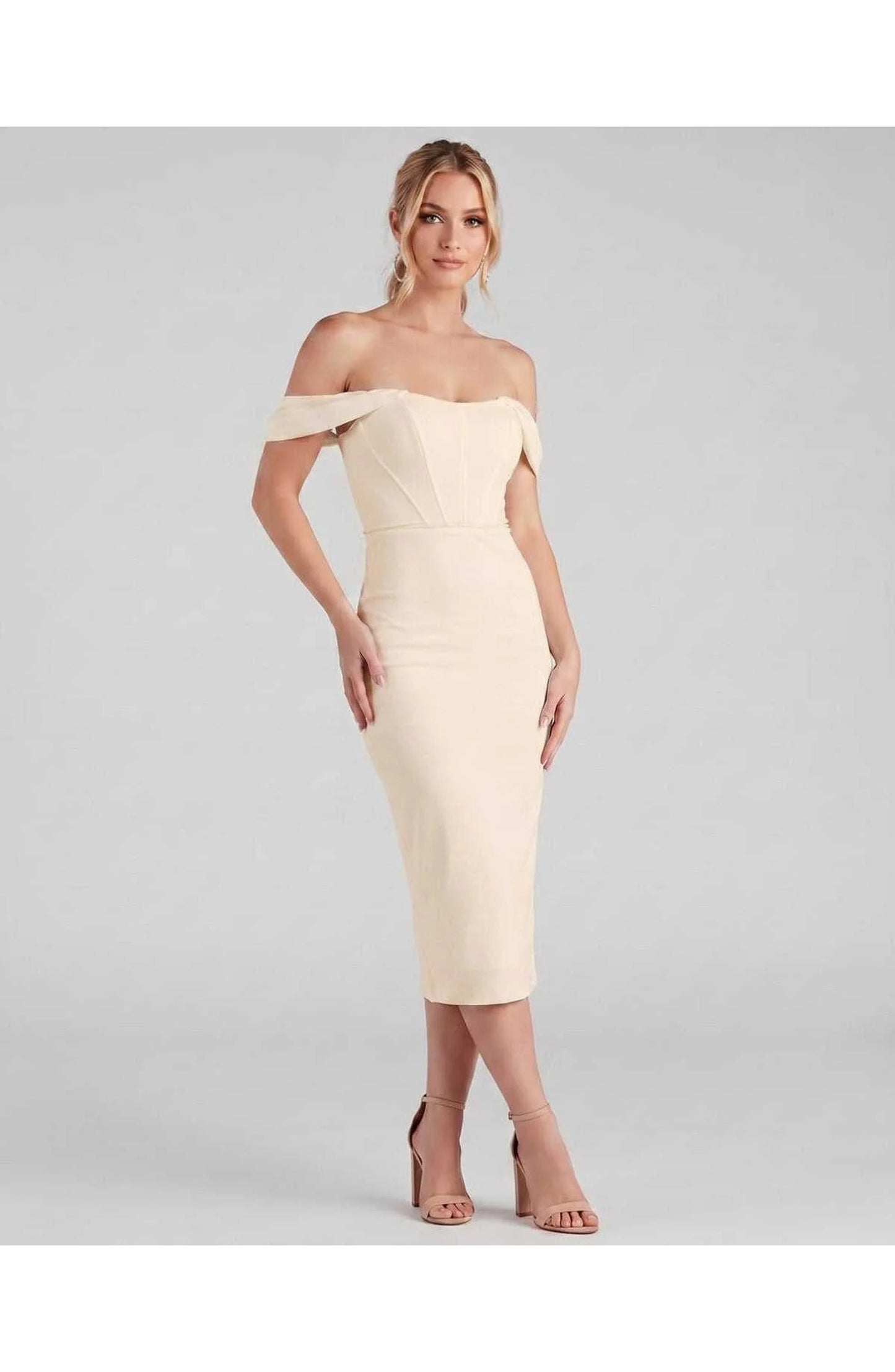 Judith Women's Midi Dress | Off-Shoulder | Bodycon Fit
