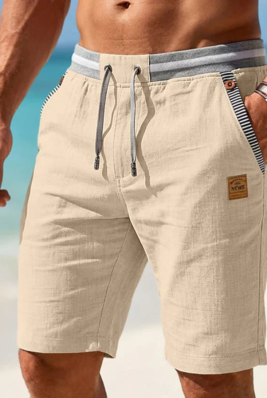 Diego Heren Short | Trekkoord Tailleband | Lederen Logo Patch
