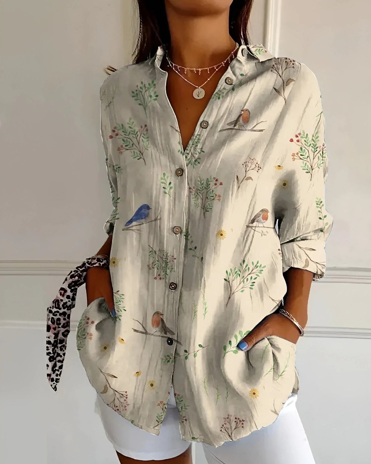 Mercédès Dames Blouse | Abstract Print | Overhemdkraag