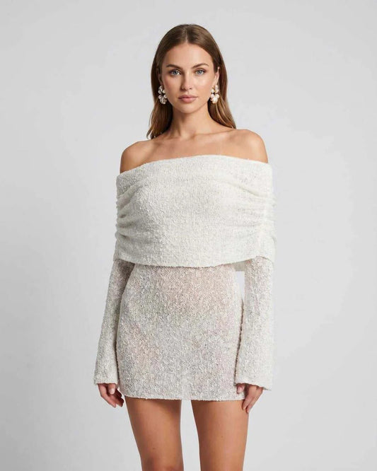 Maïa Women's Mini Dress | Off-Shoulder | Layered Fringe
