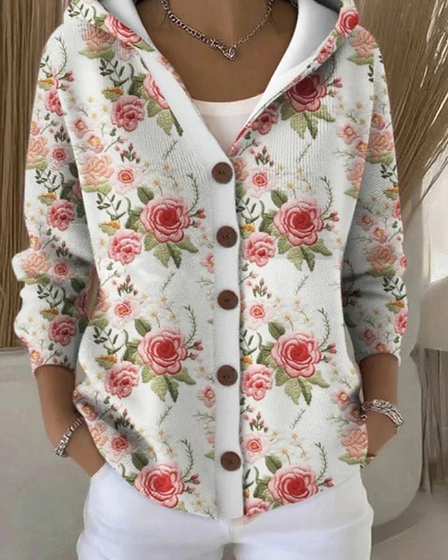 Macrine Dames Vest | Hooded Kraag | Knoop Sluiting