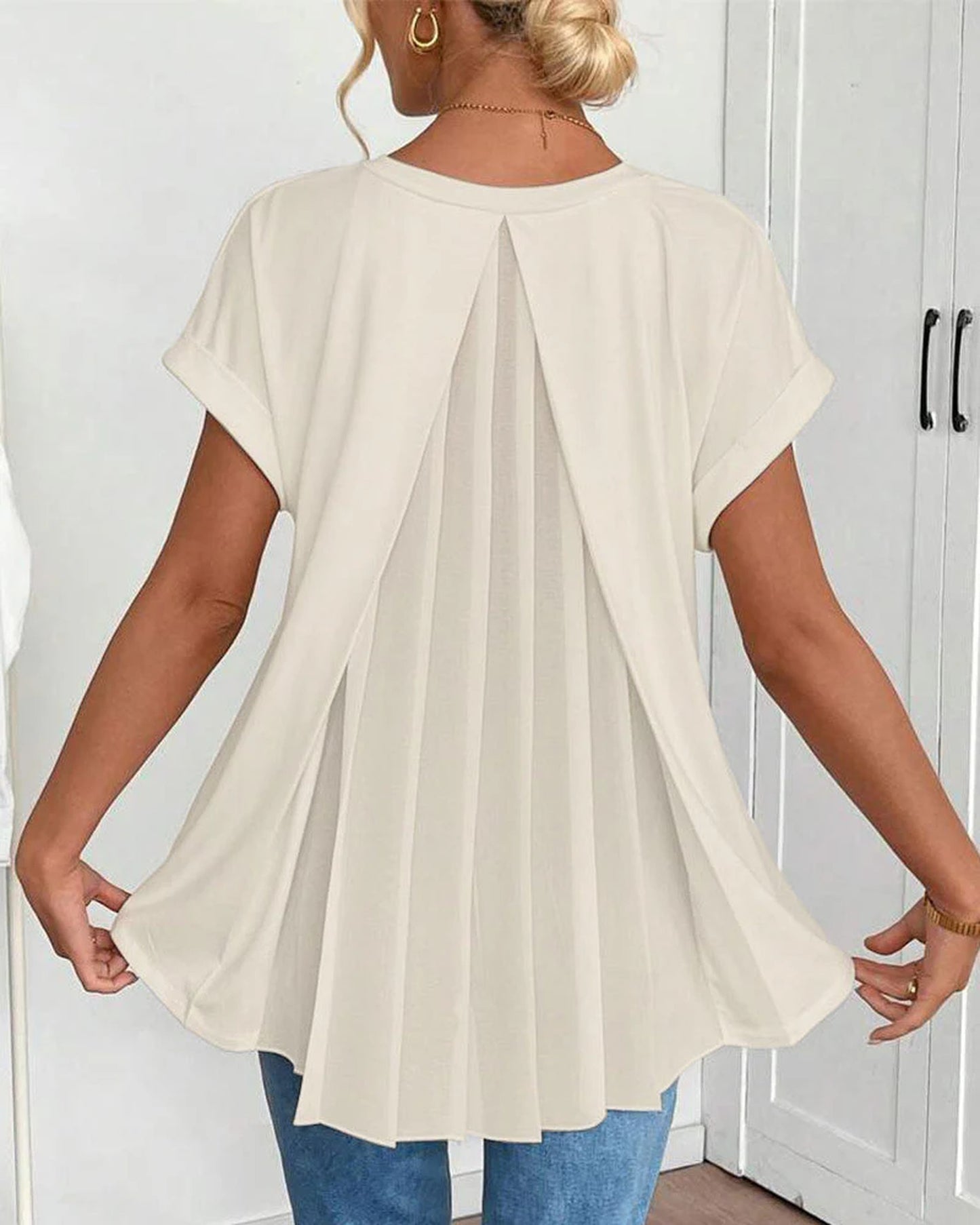 Robine Dames Top | Plooiende Rugdetail | Korte Mouwen