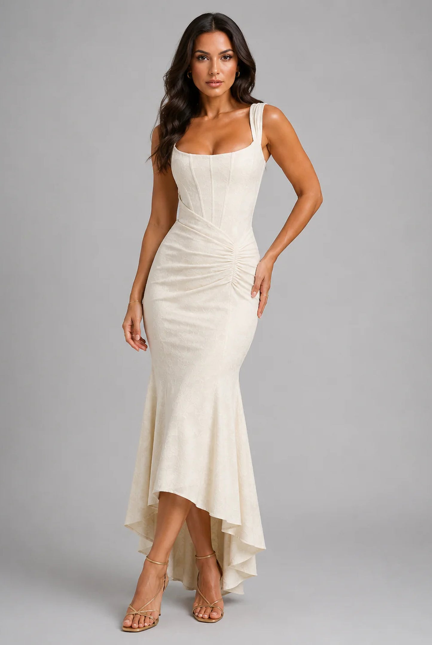 Liliane Dames Maxi Jurk | Corset Lijfje | Ruched Zijdetail