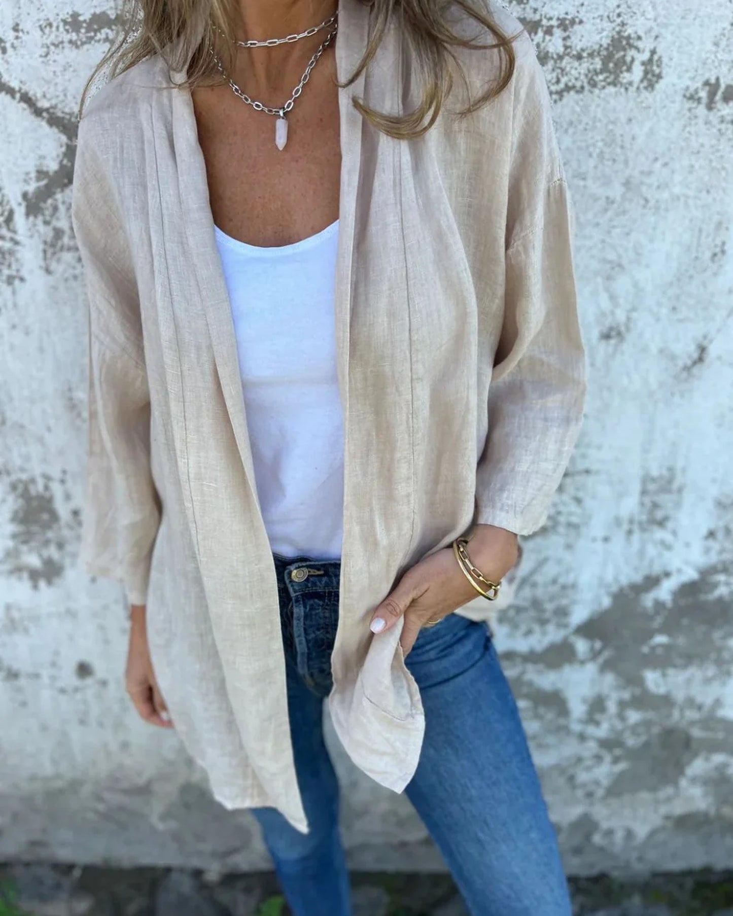 Elettra Dames Vest | Lange Mouwen | Overhemdkraag