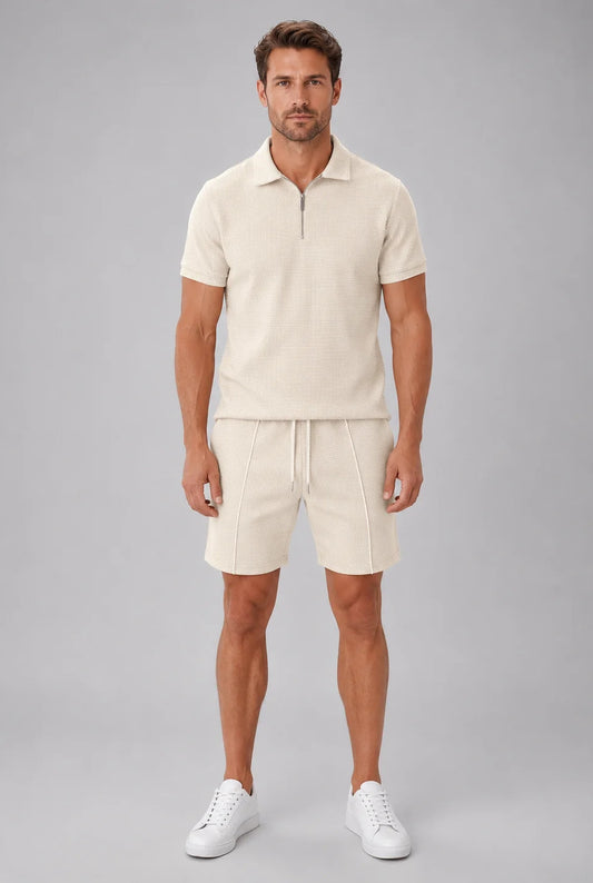 Pancrazio Heren Co-Ord Set | Korte Mouwen | Wijde Broek