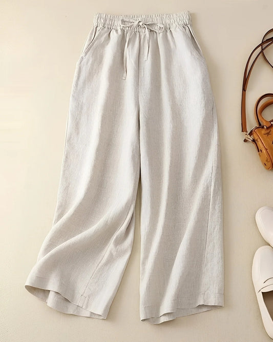 Ysolde Women's Trousers | Elastic Waist | Wide Legs