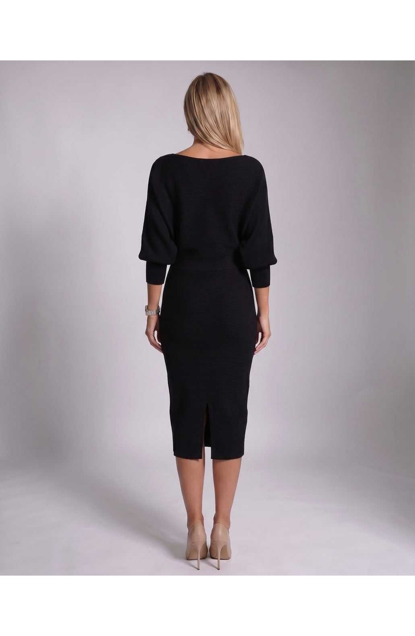 Brigitte Women's Midi Dress | Waterfall Neckline | Balloon Sleeves