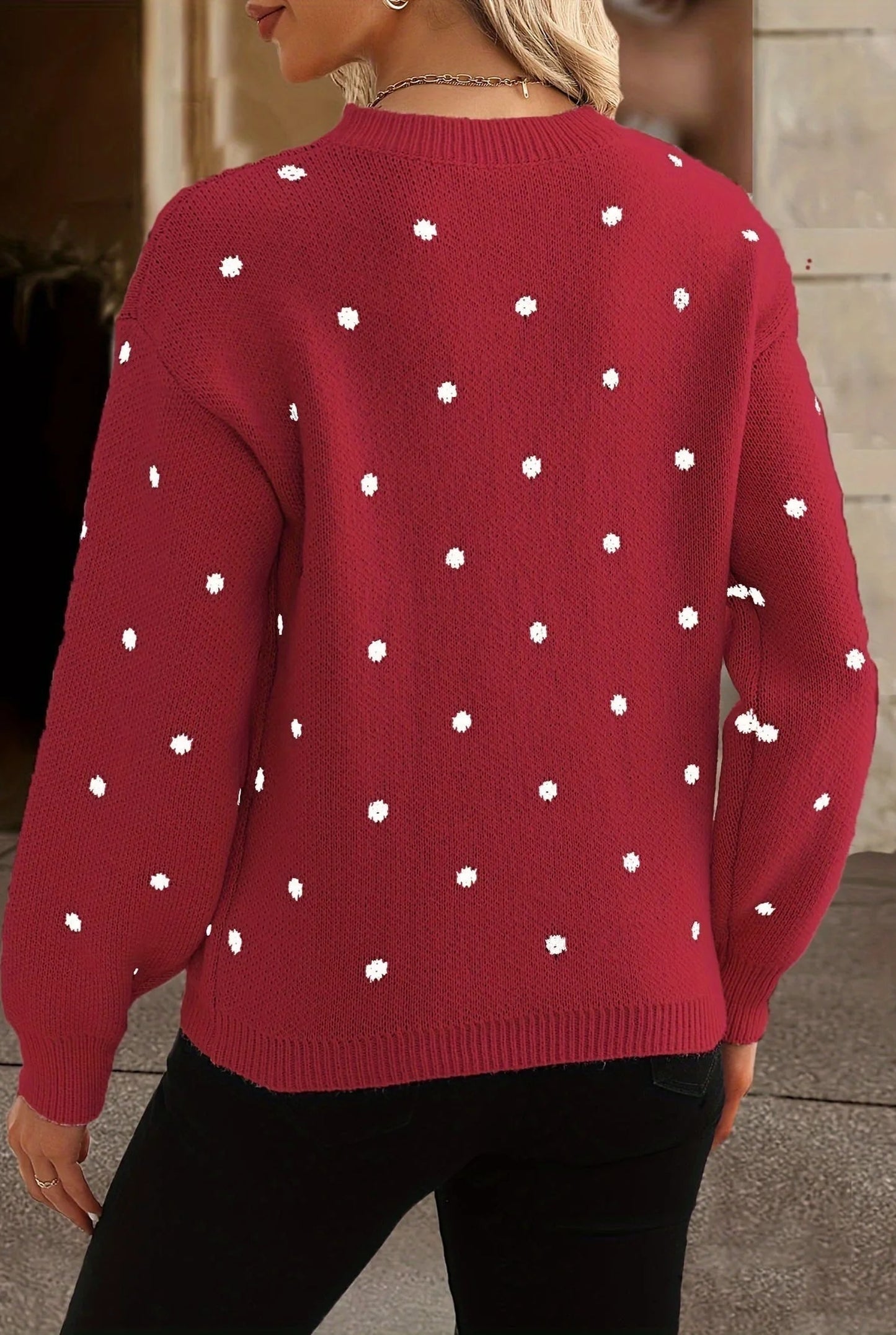 Fleurette Dames Trui | Ronde Hals | Polkadot