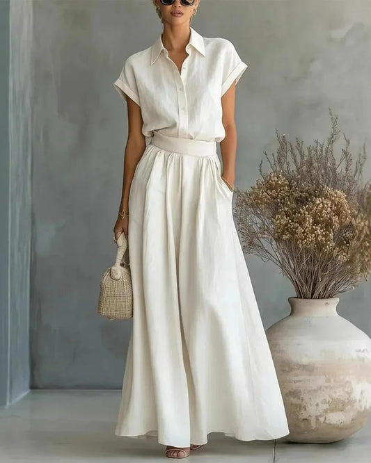 Andréanne Dames Maxi Jurk | Hoge Tailleband | Brede Plooien