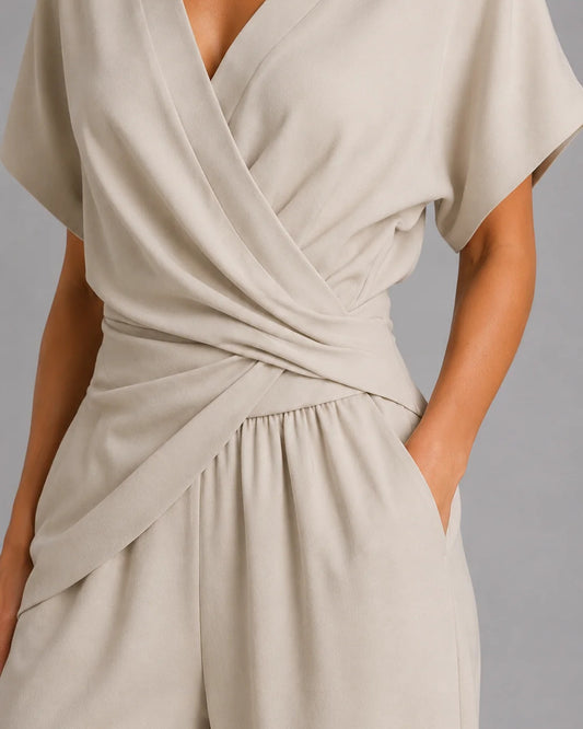 Annalisa Women's Co-Ord Set | Wrap-design | Wide Trousers