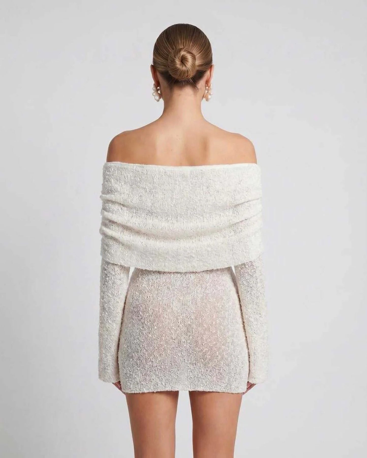 Maïa Dames Mini Jurk | Off-Shoulder | Gelaagde Franje