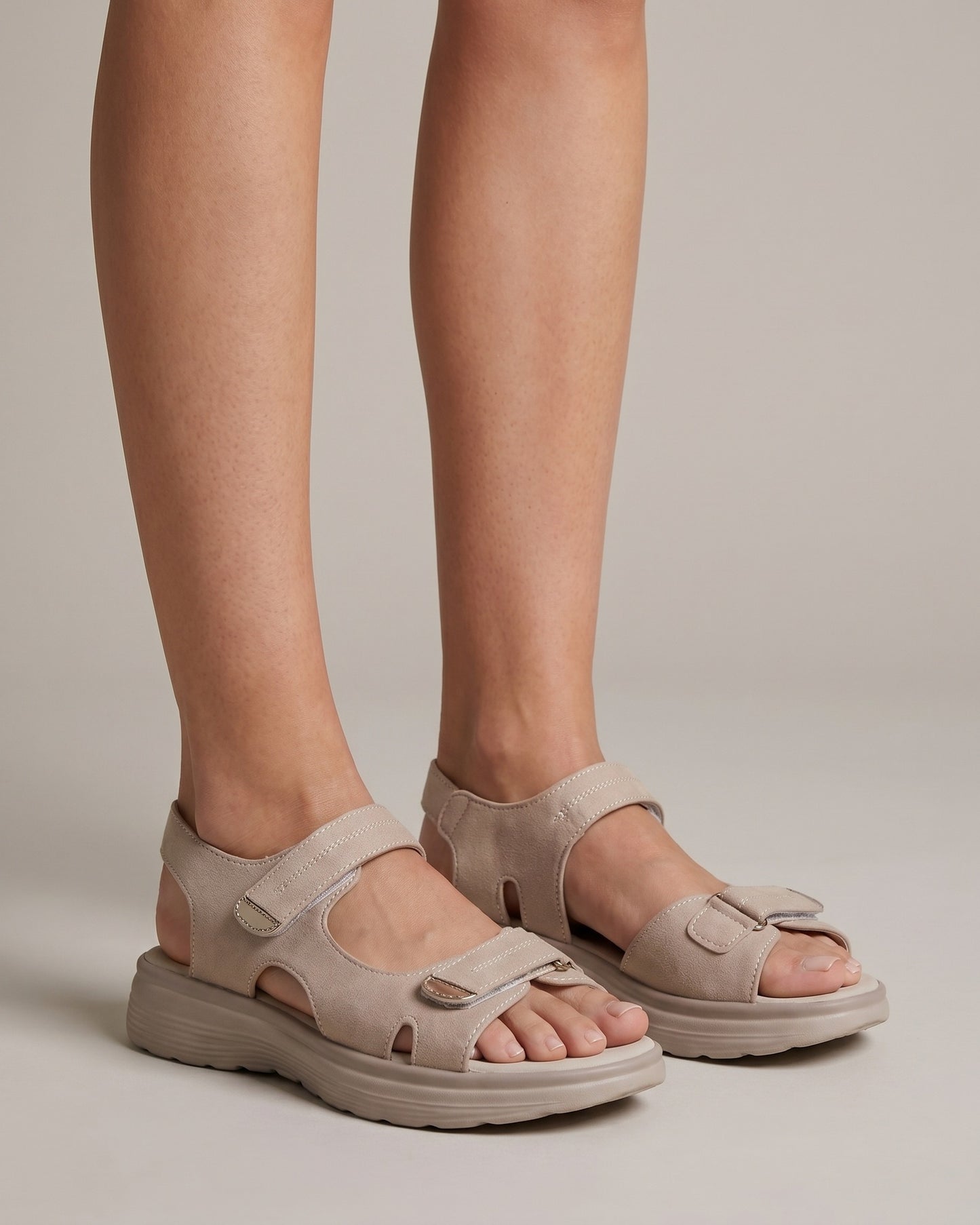 Elvire Dames Sandalen | Klittenband Sluitingen | Contrasterende Stiksels