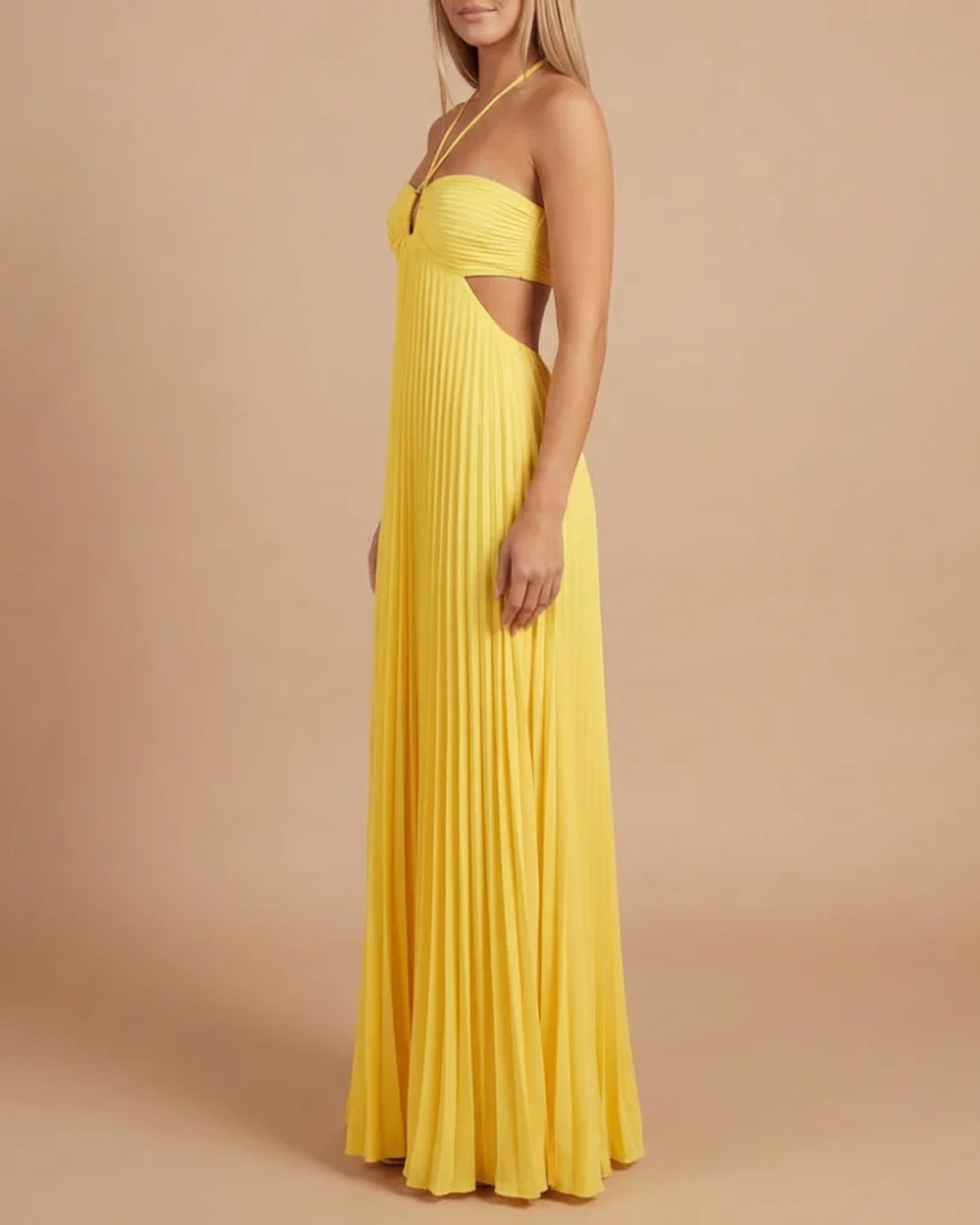 Marielle Women's Maxi Dress | Halter Neck | Pleated Skirt