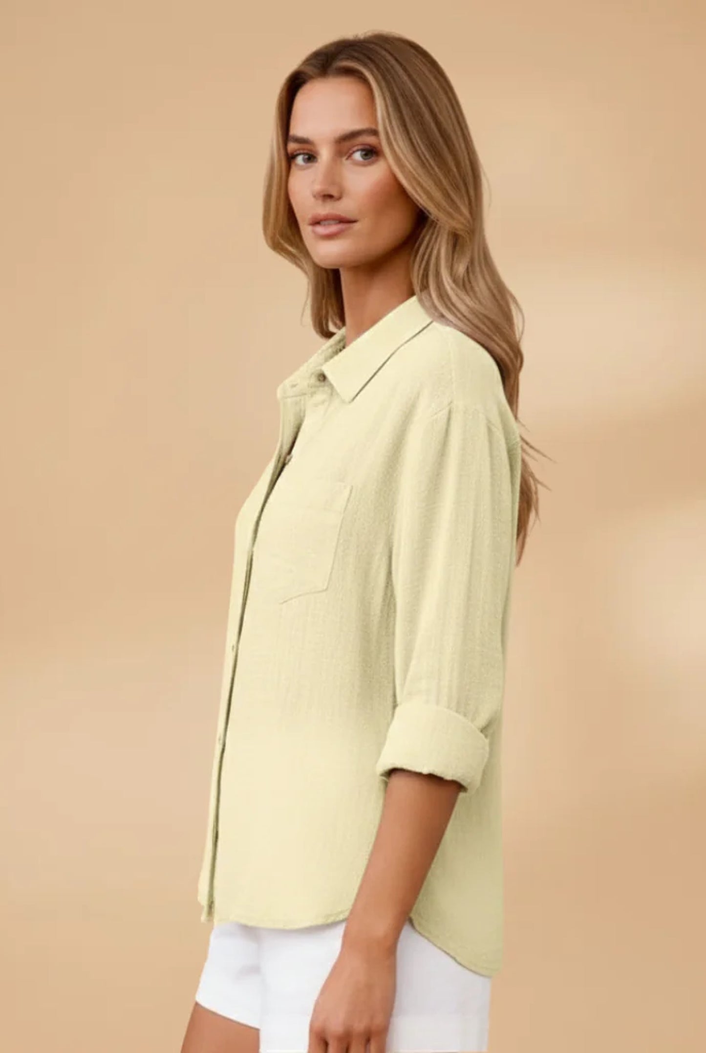 Elise Dames Blouse | Overhemdkraag | Borstzakje