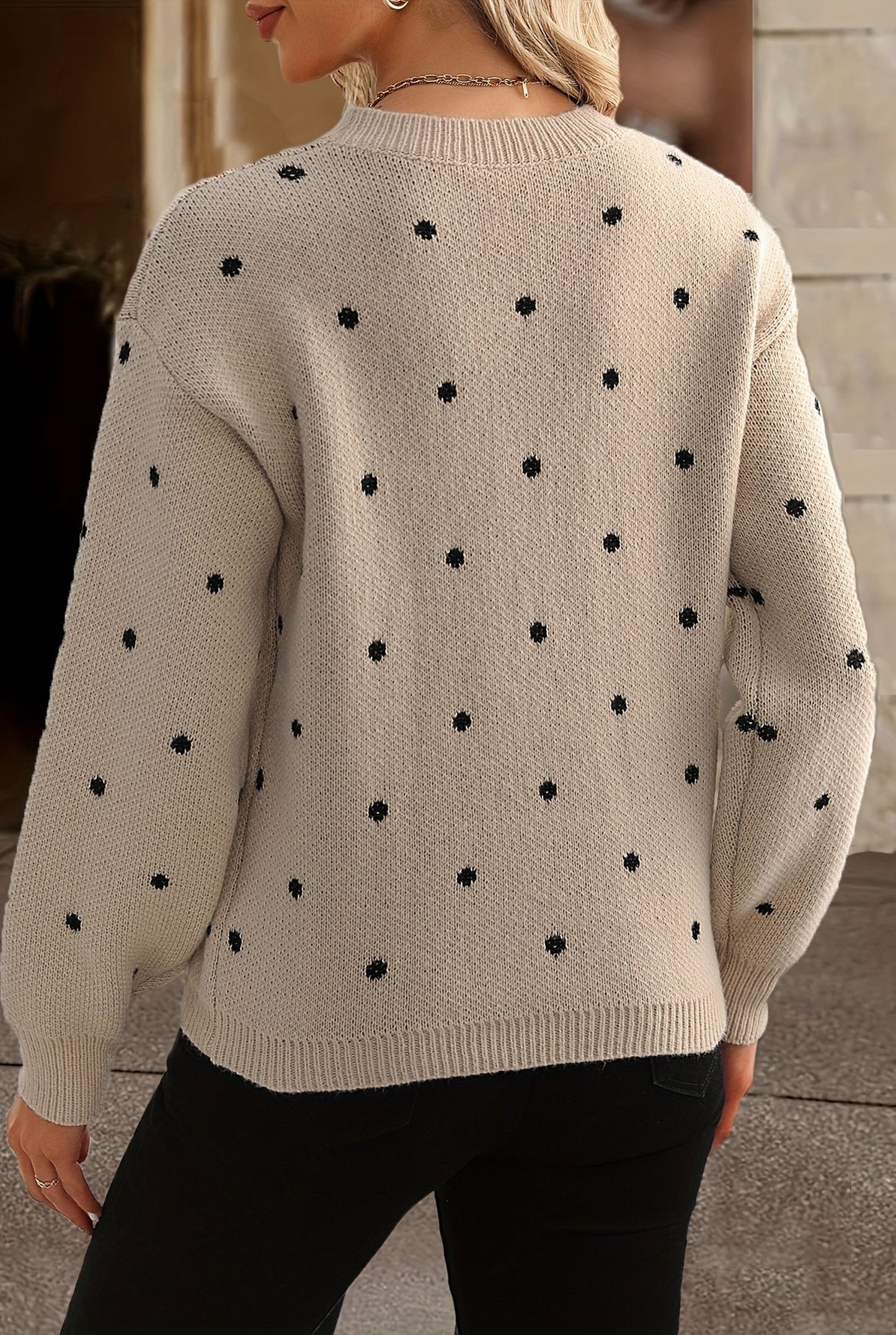 Fleurette Dames Trui | Ronde Hals | Polkadot