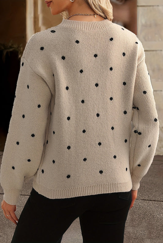 Fleurette Women's Jumper | Round Neckline | Polkadot