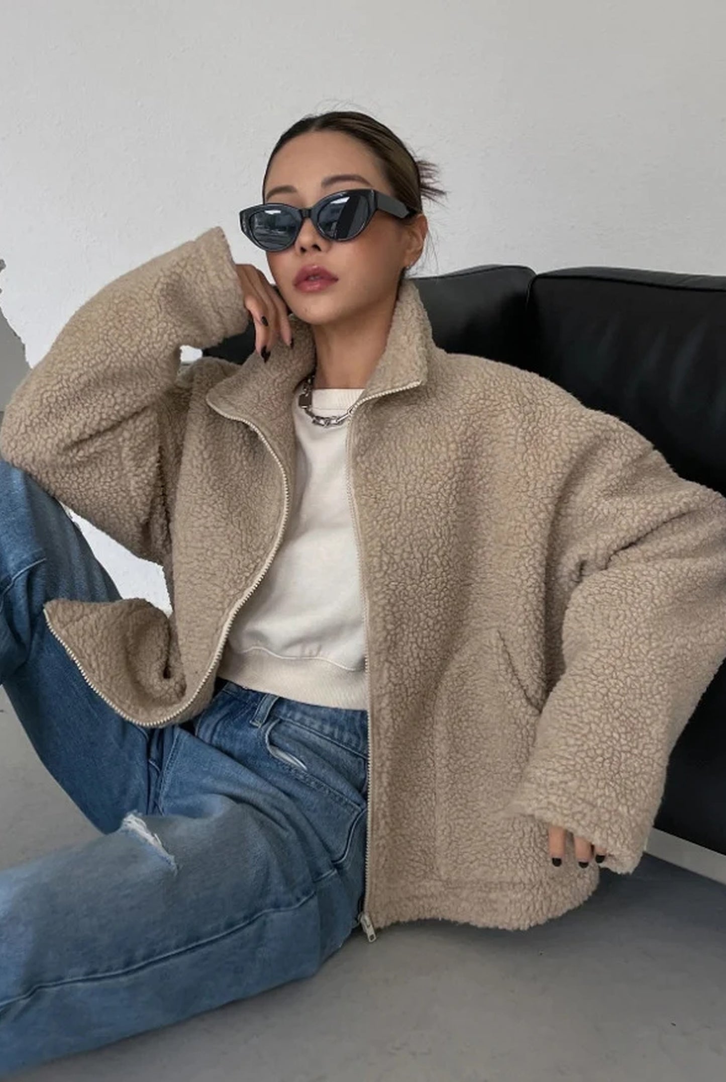 Diana Women's Coat | Oversized Fit | Textured Fabric