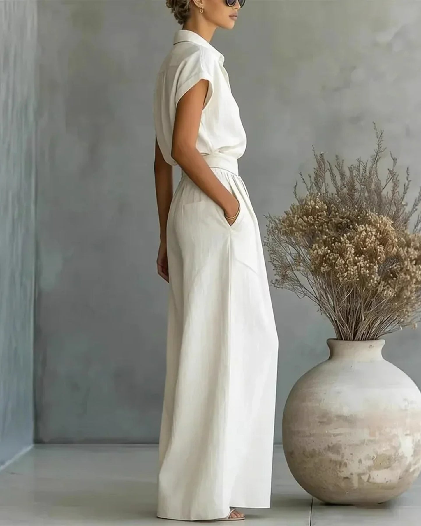 Andréanne Dames Maxi Jurk | Hoge Tailleband | Brede Plooien