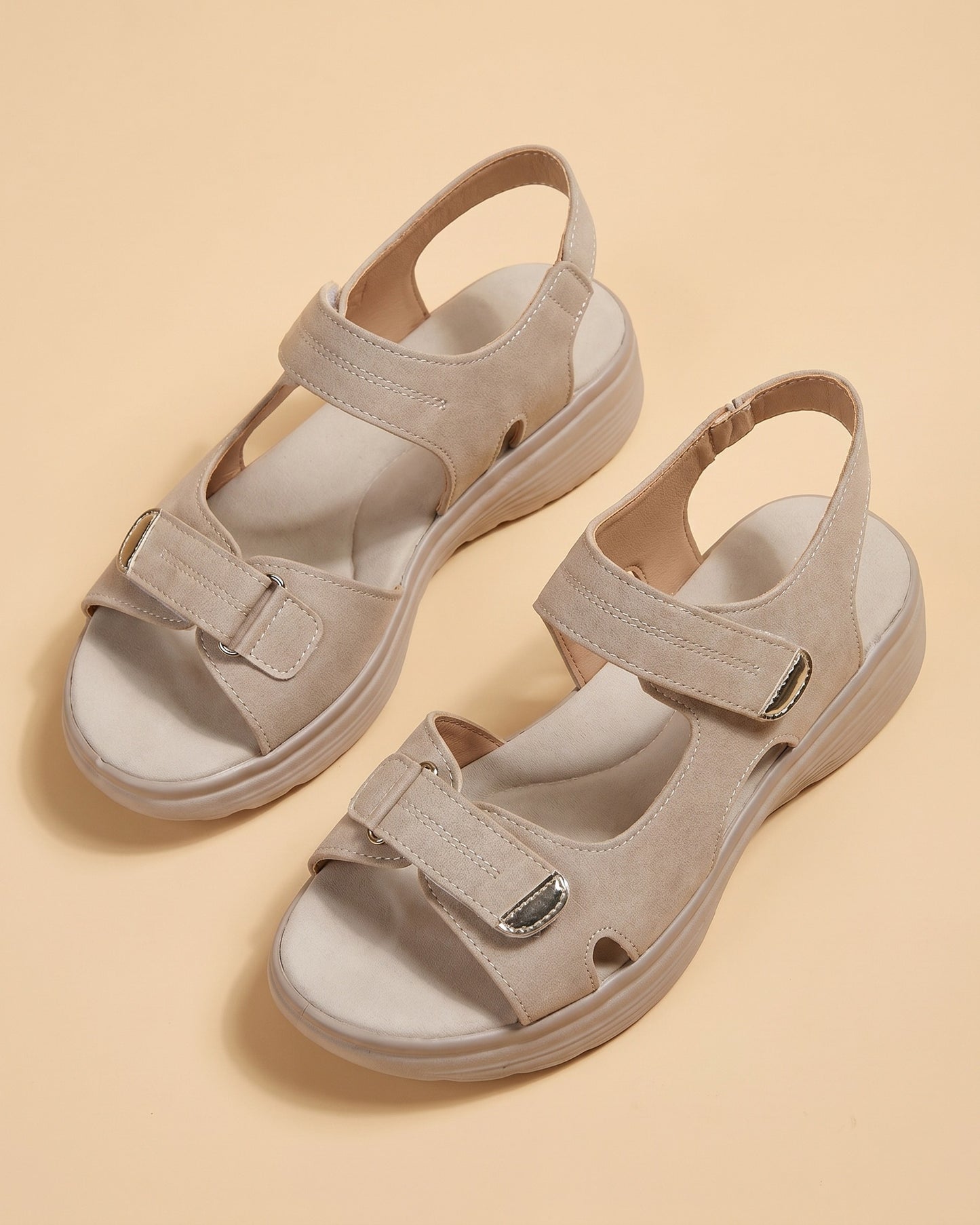 Elvire Dames Sandalen | Klittenband Sluitingen | Contrasterende Stiksels