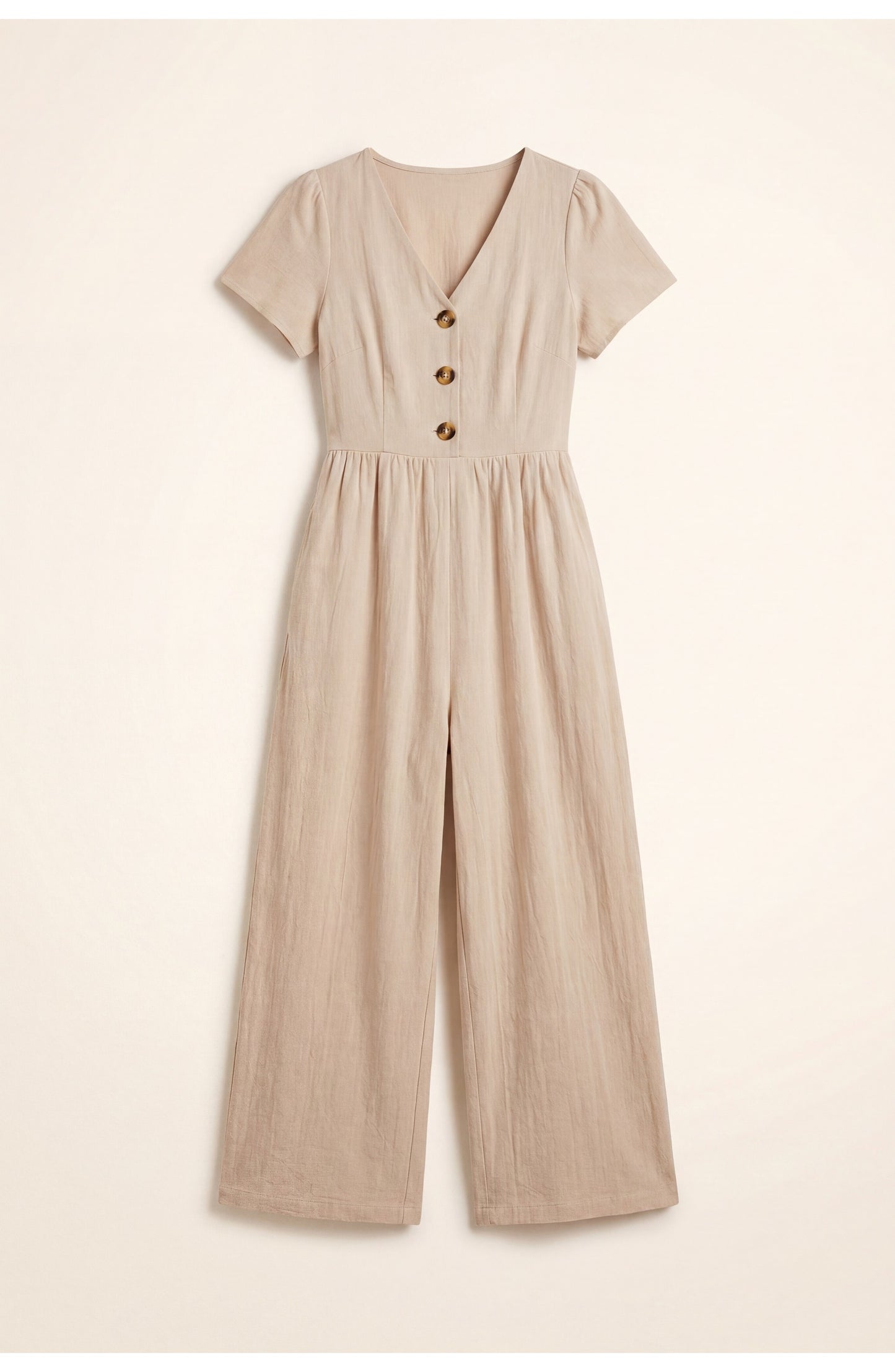 Régine Dames Jumpsuit | V-Hals met Knopen | Hoge Taille