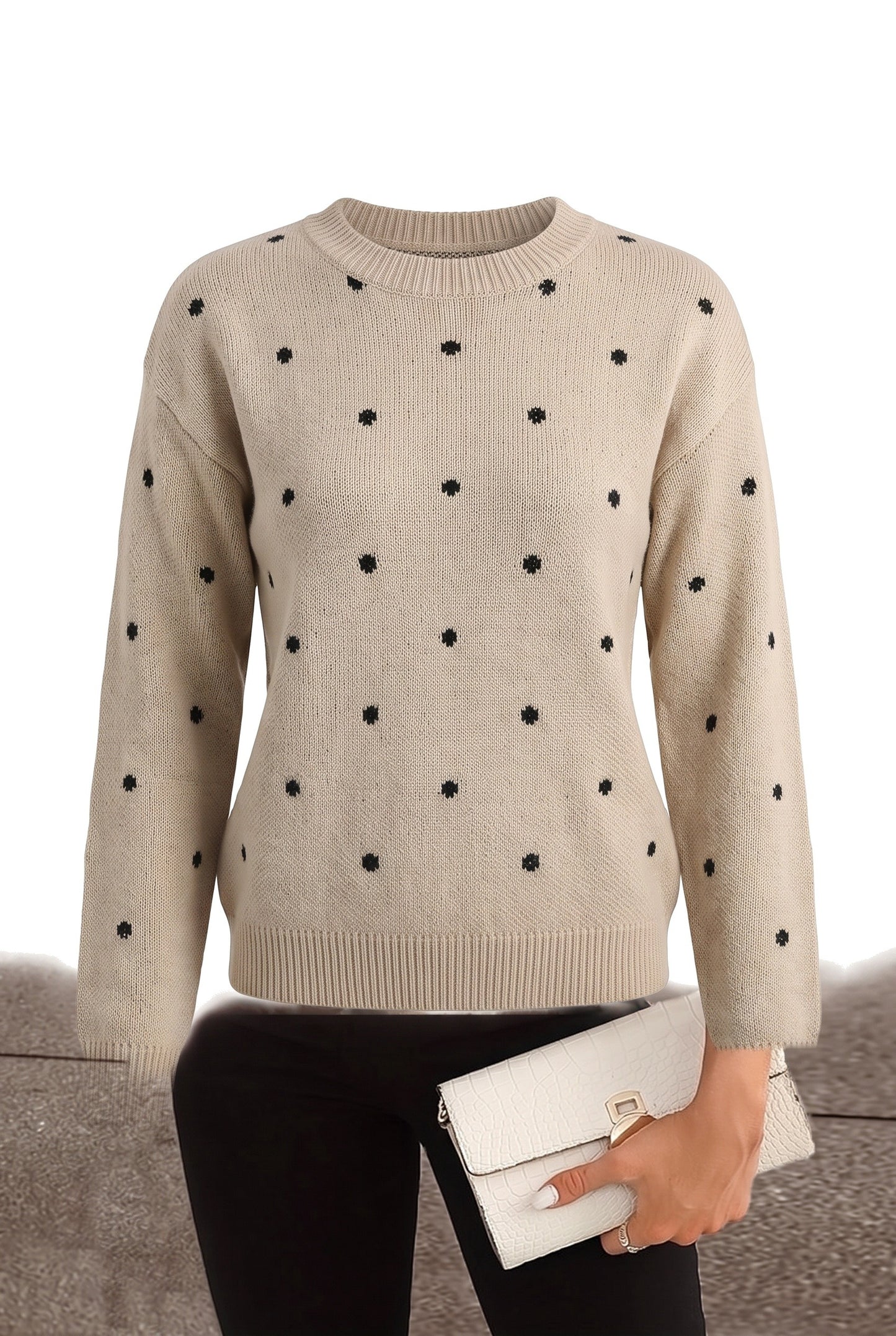 Fleurette Dames Trui | Ronde Hals | Polkadot