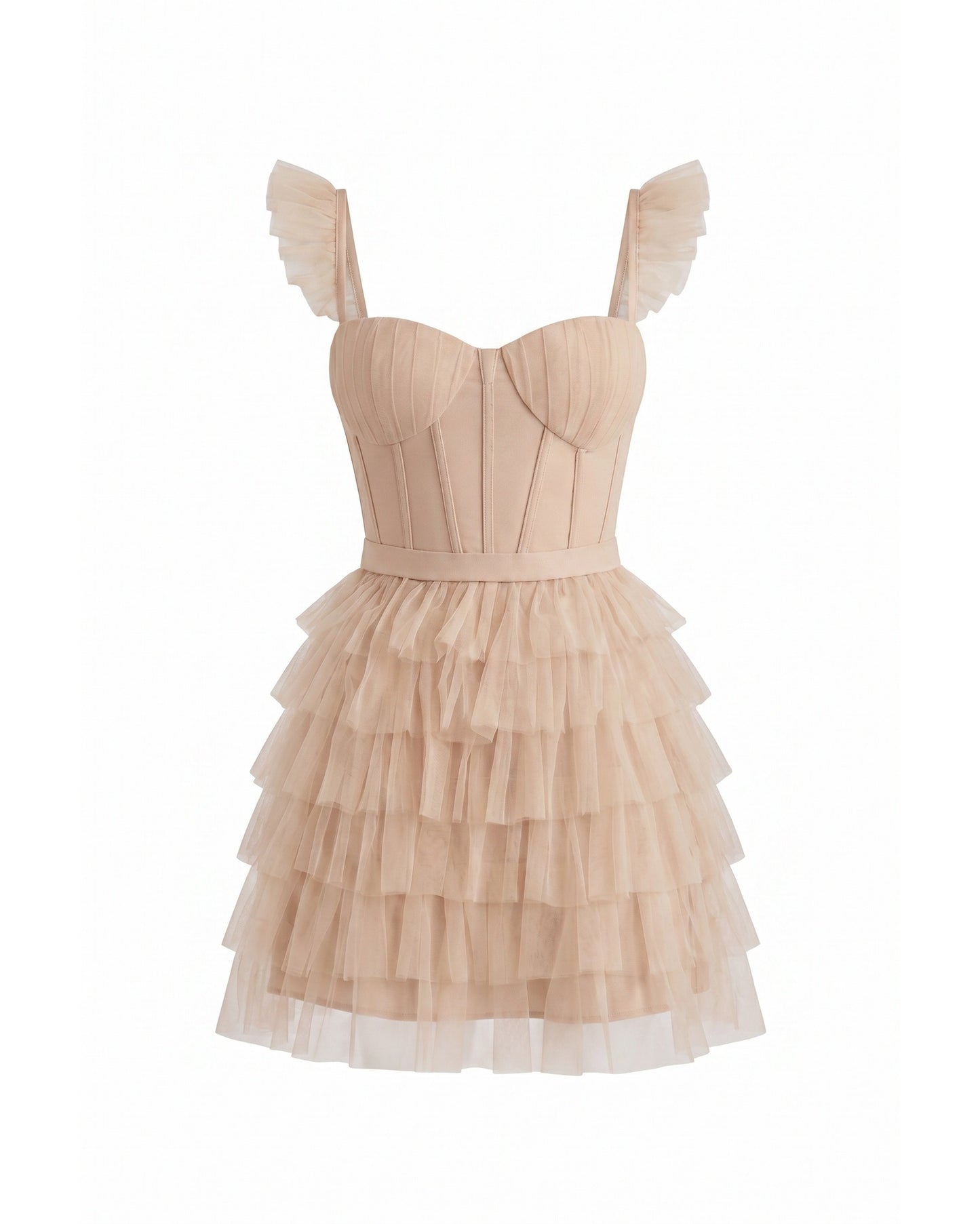 Annick Women's Mini Dress | Layered Tulle Skirt | Stitched Bustier Bodice