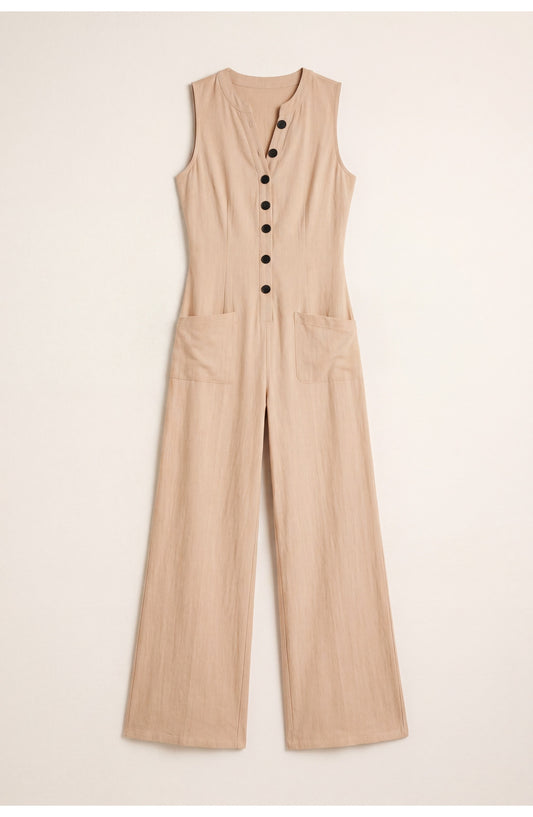 Gaétane Women's Jumpsuit | Buttons Front | Wide Legs