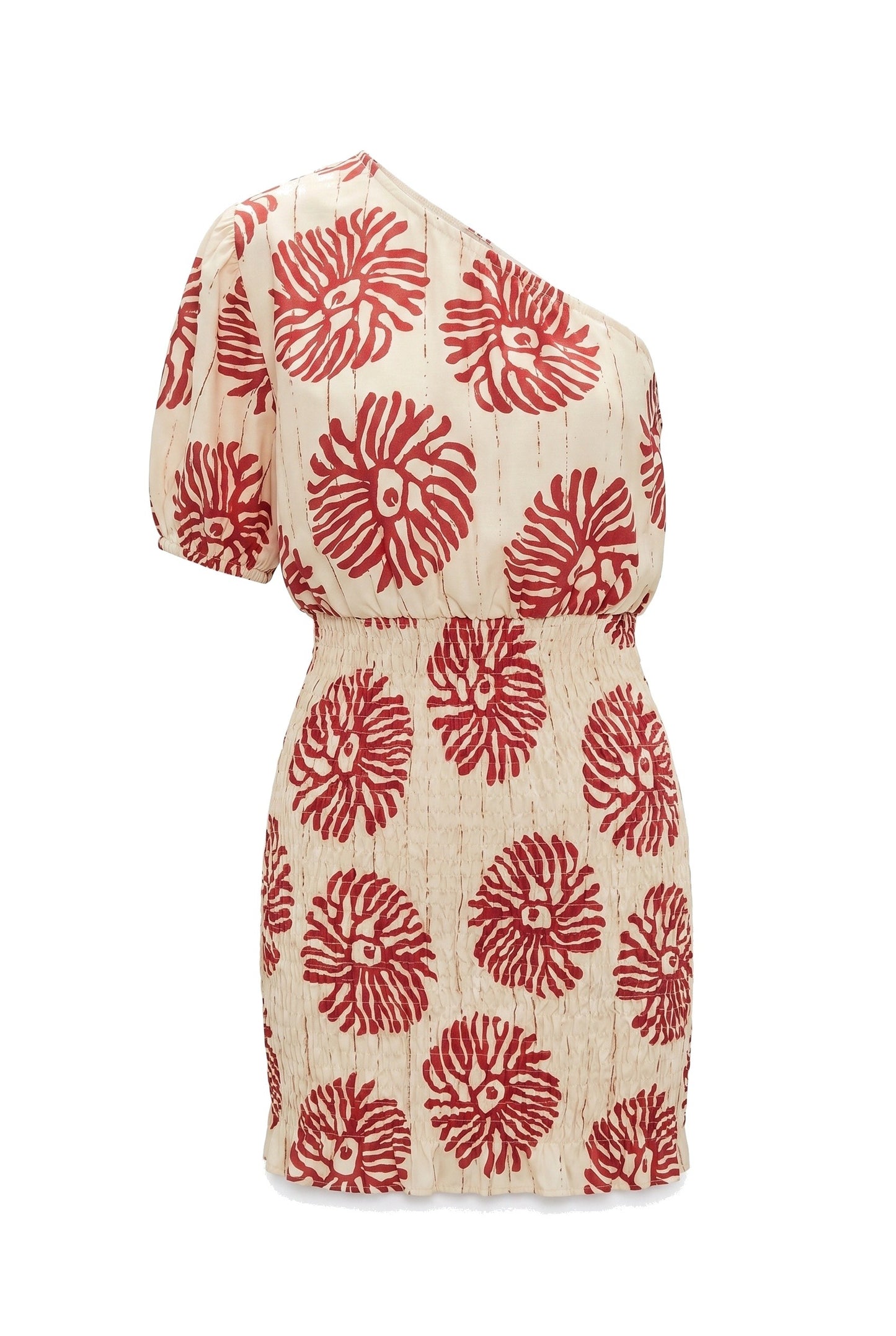 Dames Mini Jurk | One Shoulder | Bloemenprint