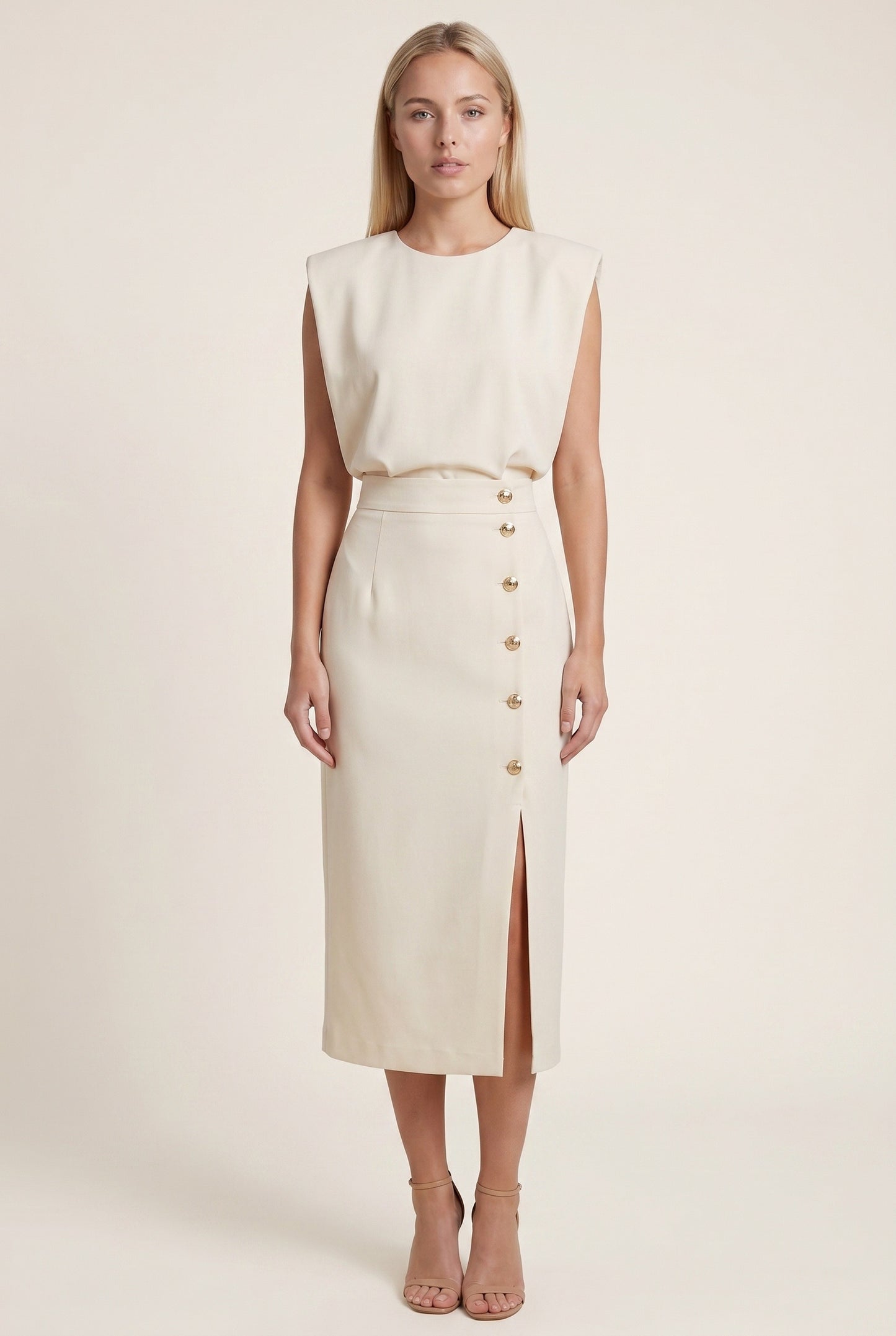 Ninon Women's Midi Dress | Button Detail Split | Split