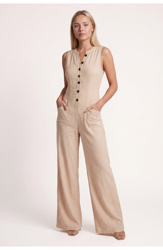 Gaétane Women's Jumpsuit | Buttons Front | Wide Legs