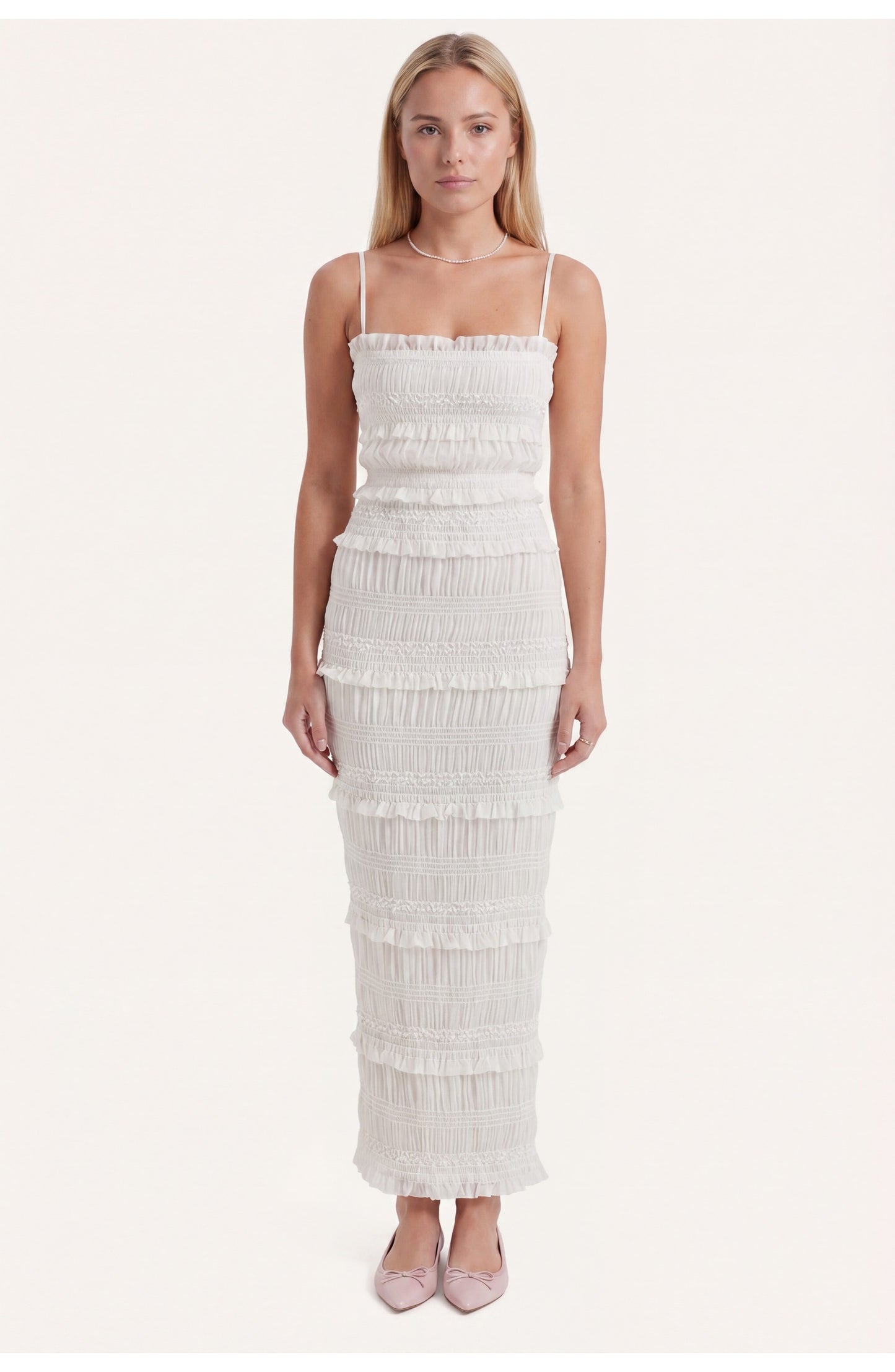 Ophélie Women's Maxi Dress | Layered Fringe | Straight Straps