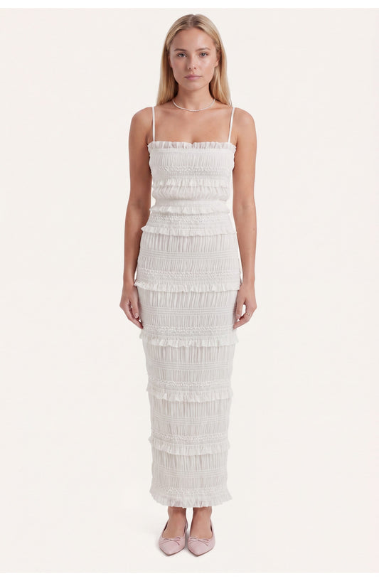 Ophélie Women's Maxi Dress | Layered Fringe | Straight Straps
