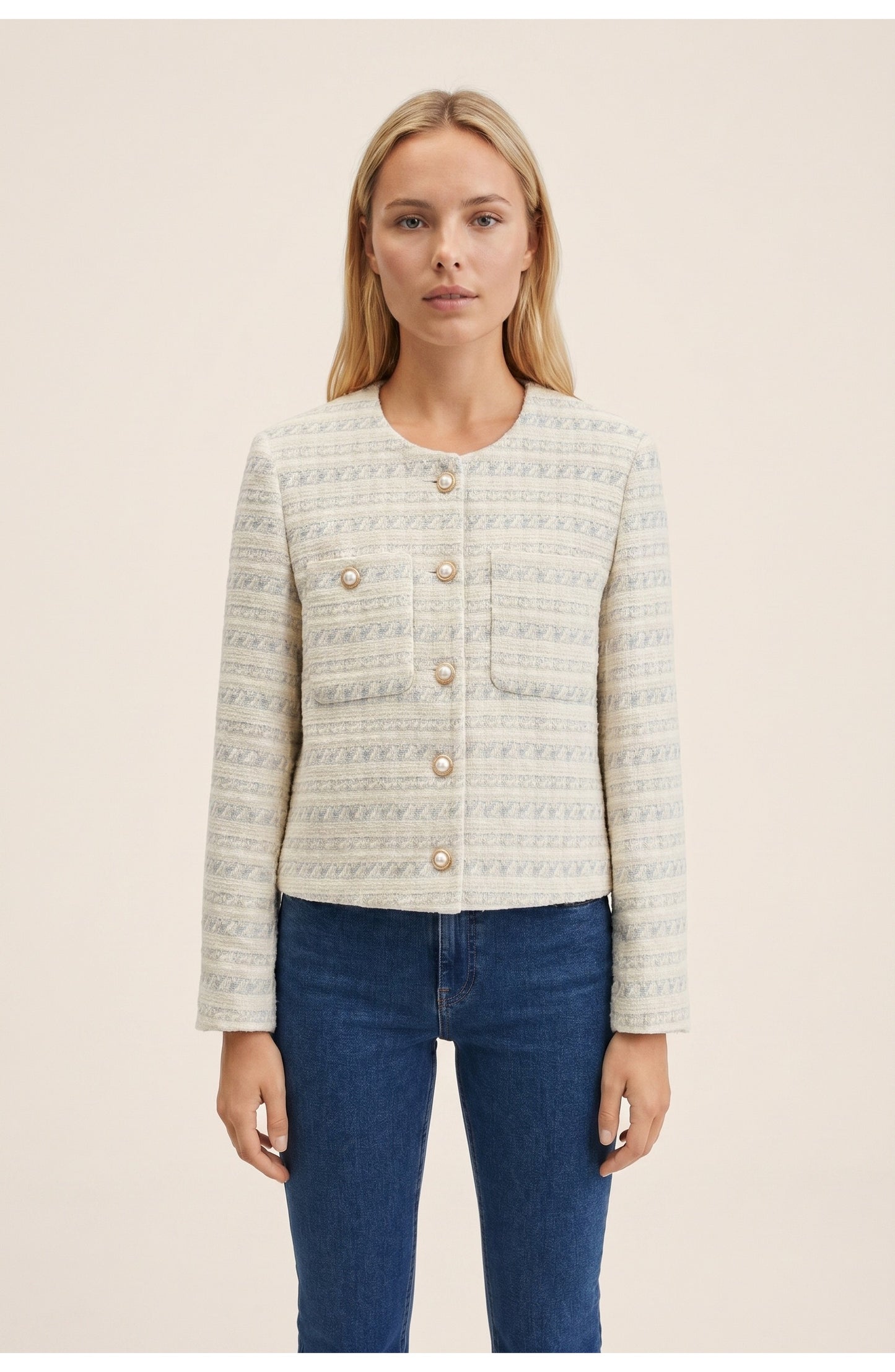 Danielle Women's Cropped Jacket | Round Neckline | Tweed