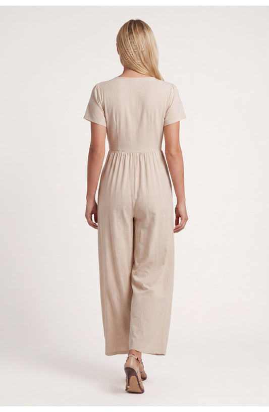 Régine Women's Jumpsuit | V-Neck with Buttons | High Waist