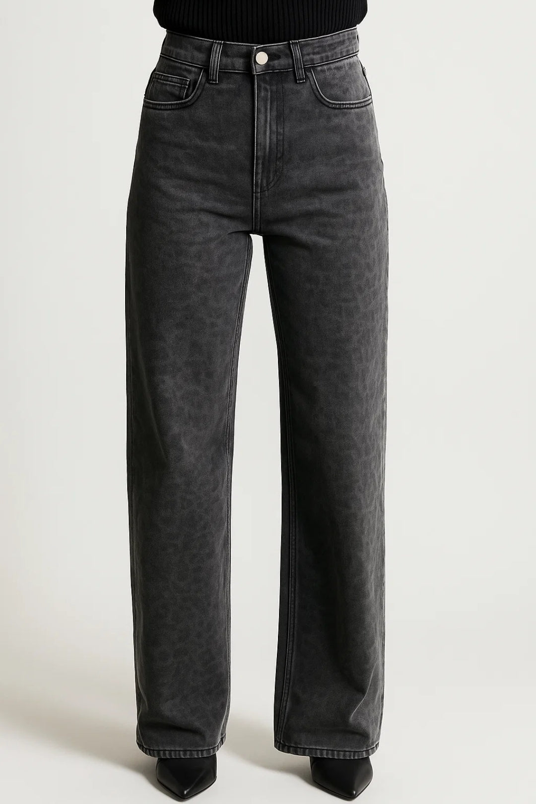 Daria Dames Spijkerbroek | Hoge Taille | Rechte Pijp | Subtiel Patroon 0