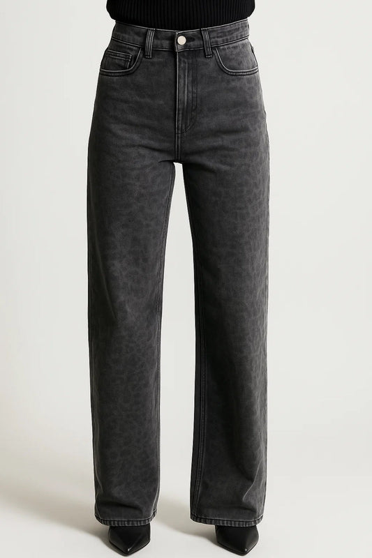 Daria Dames Spijkerbroek | Hoge Taille | Rechte Pijp | Subtiel Patroon 0