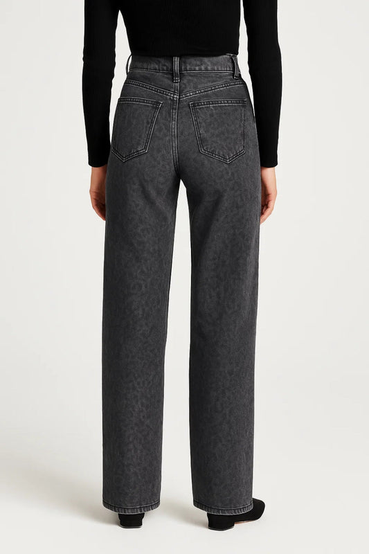 Daria Dames Spijkerbroek | Hoge Taille | Rechte Pijp | Subtiel Patroon 1