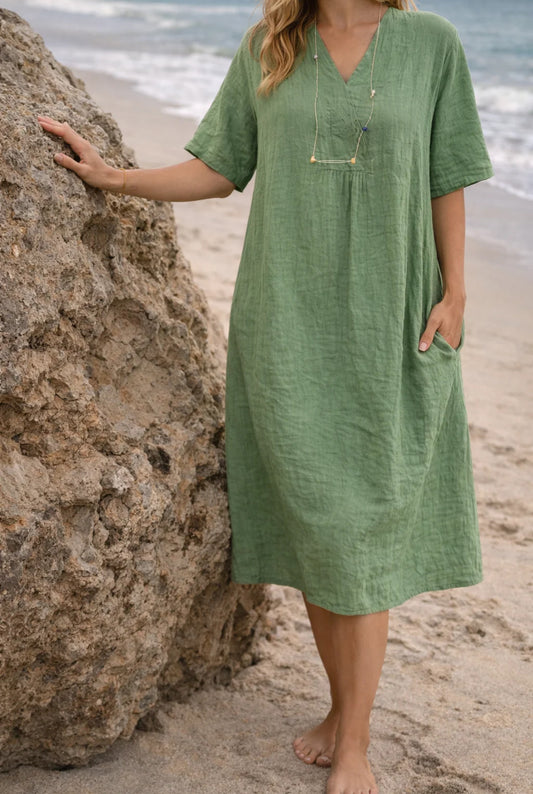 Consolata Dames Midi Jurk | V-Hals | Gelaagde Franje