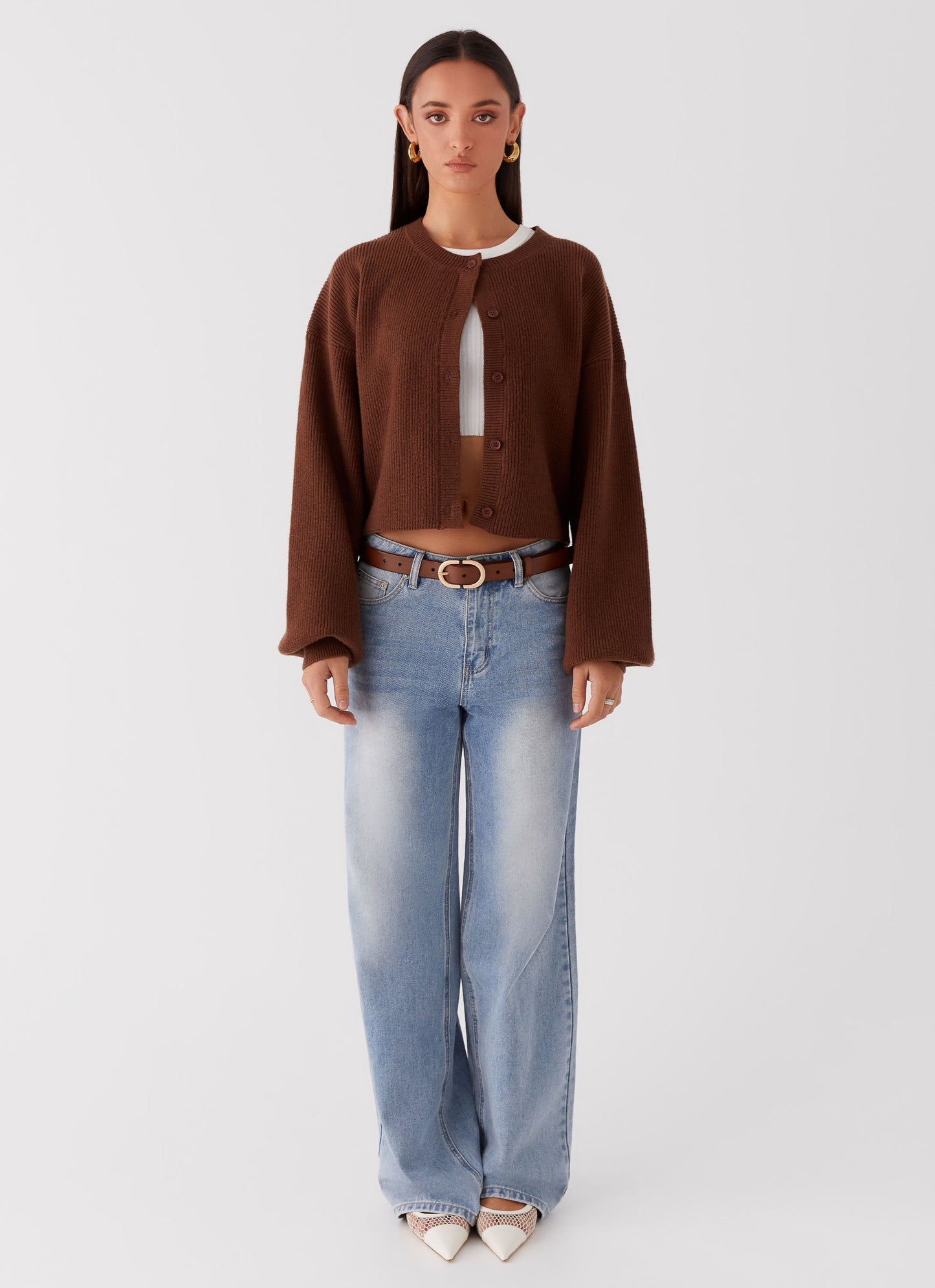 Darya Gebreide Cardigan | Cropped Ontwerp met Brede Mouwen