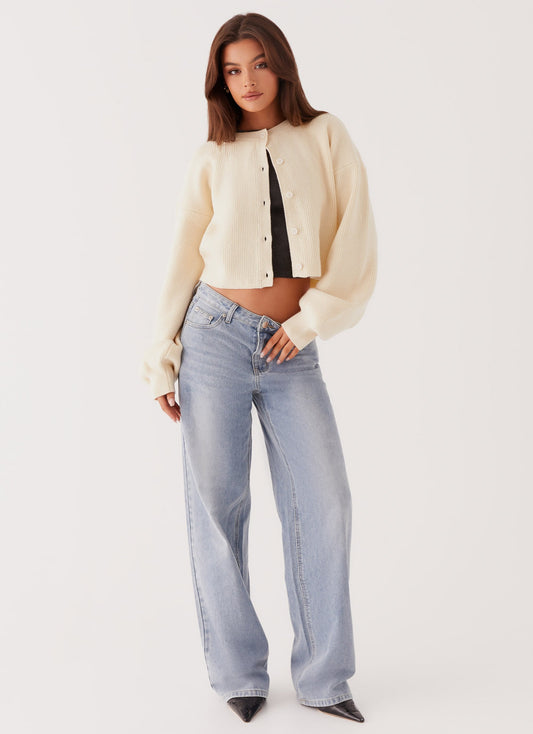 Darya Gebreide Cardigan | Cropped Ontwerp met Brede Mouwen