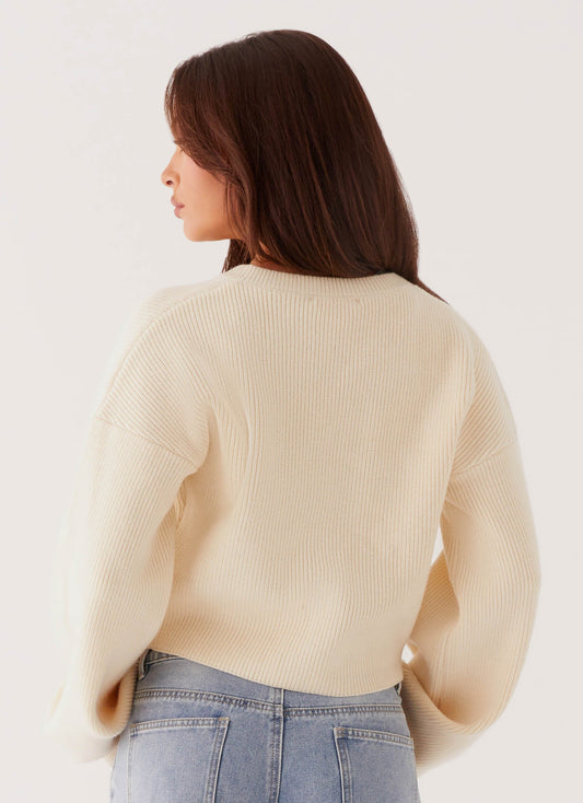 Darya Gebreide Cardigan | Cropped Ontwerp met Brede Mouwen