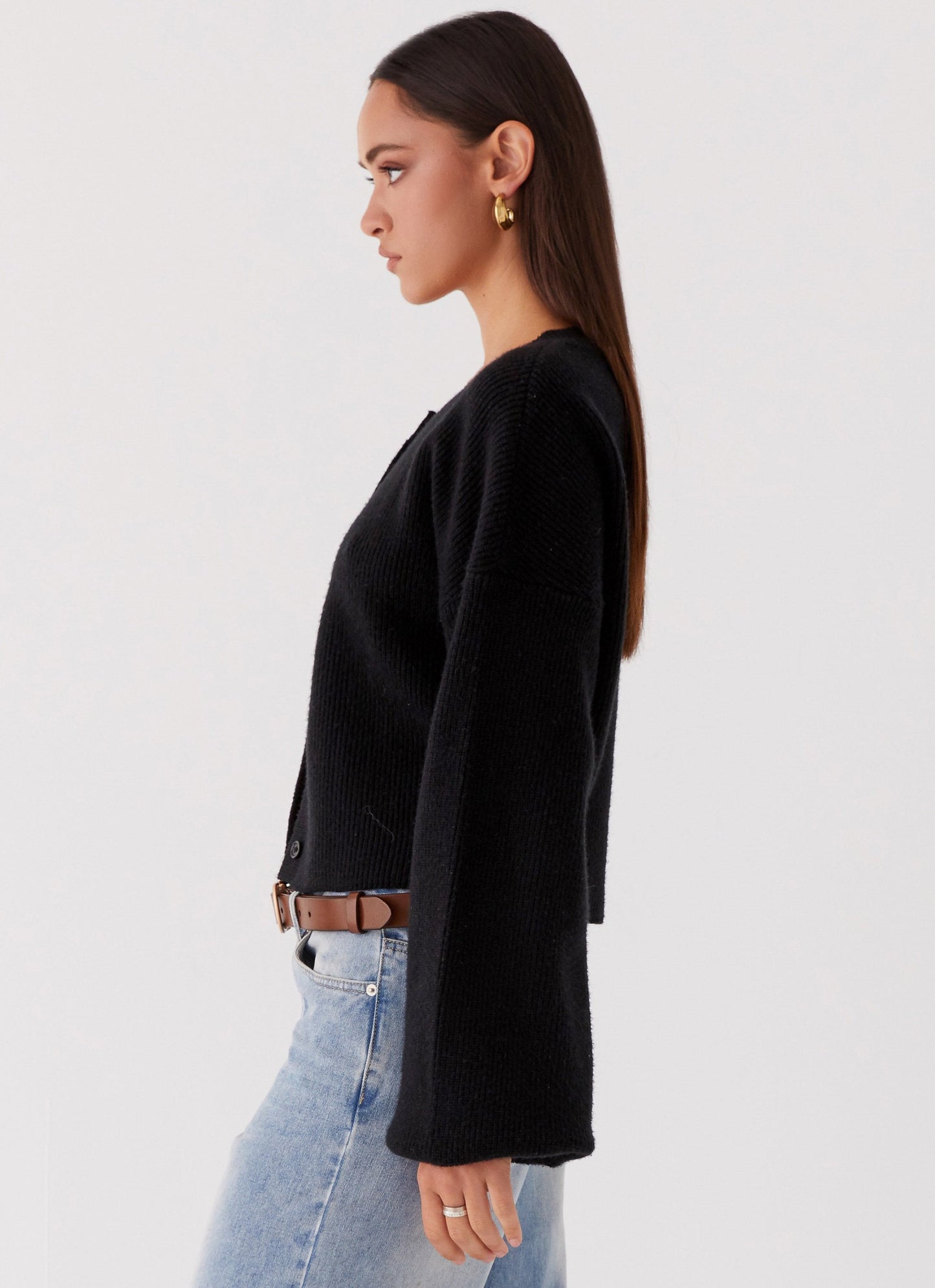 Darya Gebreide Cardigan | Cropped Ontwerp met Brede Mouwen