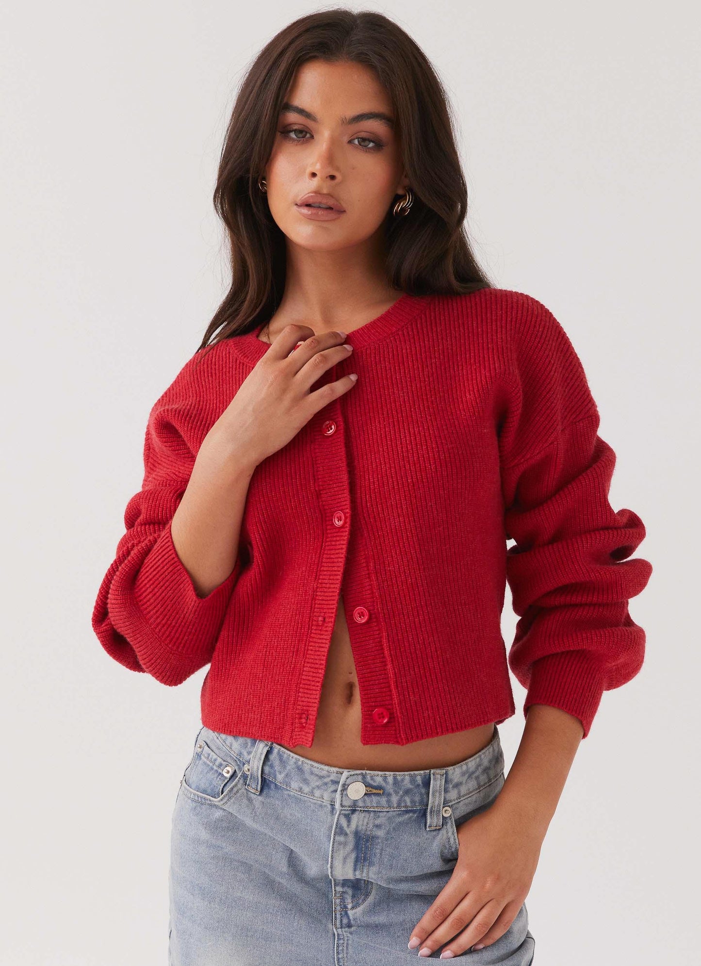 Darya Gebreide Cardigan | Cropped Ontwerp met Brede Mouwen 1